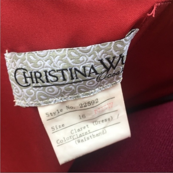 Christina Wu Red Cranberry Claret Dress One Shoulder Bridesmaid High-low Holiday - Picture 6 of 8